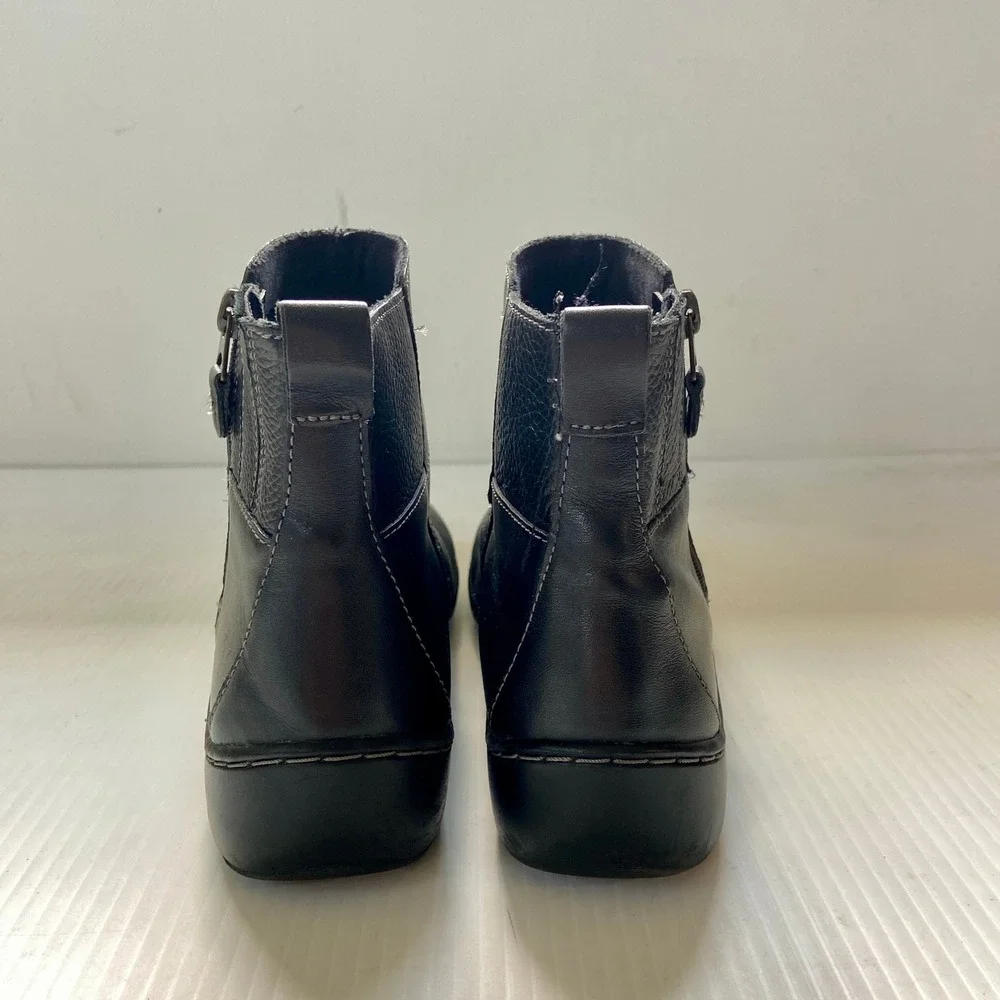 Clarks Cora Grace Ankle Booties Black Leather Womens 8.5 M